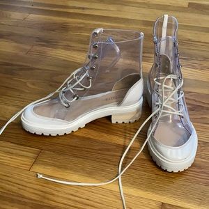 Schutz Elisangela Clear Lace-Up boot, size 9